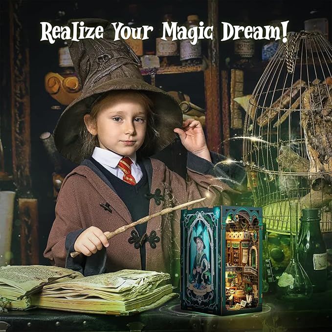 CUTEBEE Book Nook Kit, DIY Booknook Miniature House Tiny House 3D Wooden